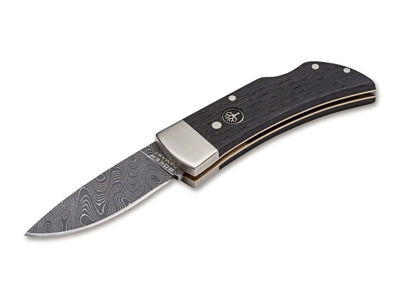 Image de Böker - Couteau de poche en damas avec manche en chêne des marais