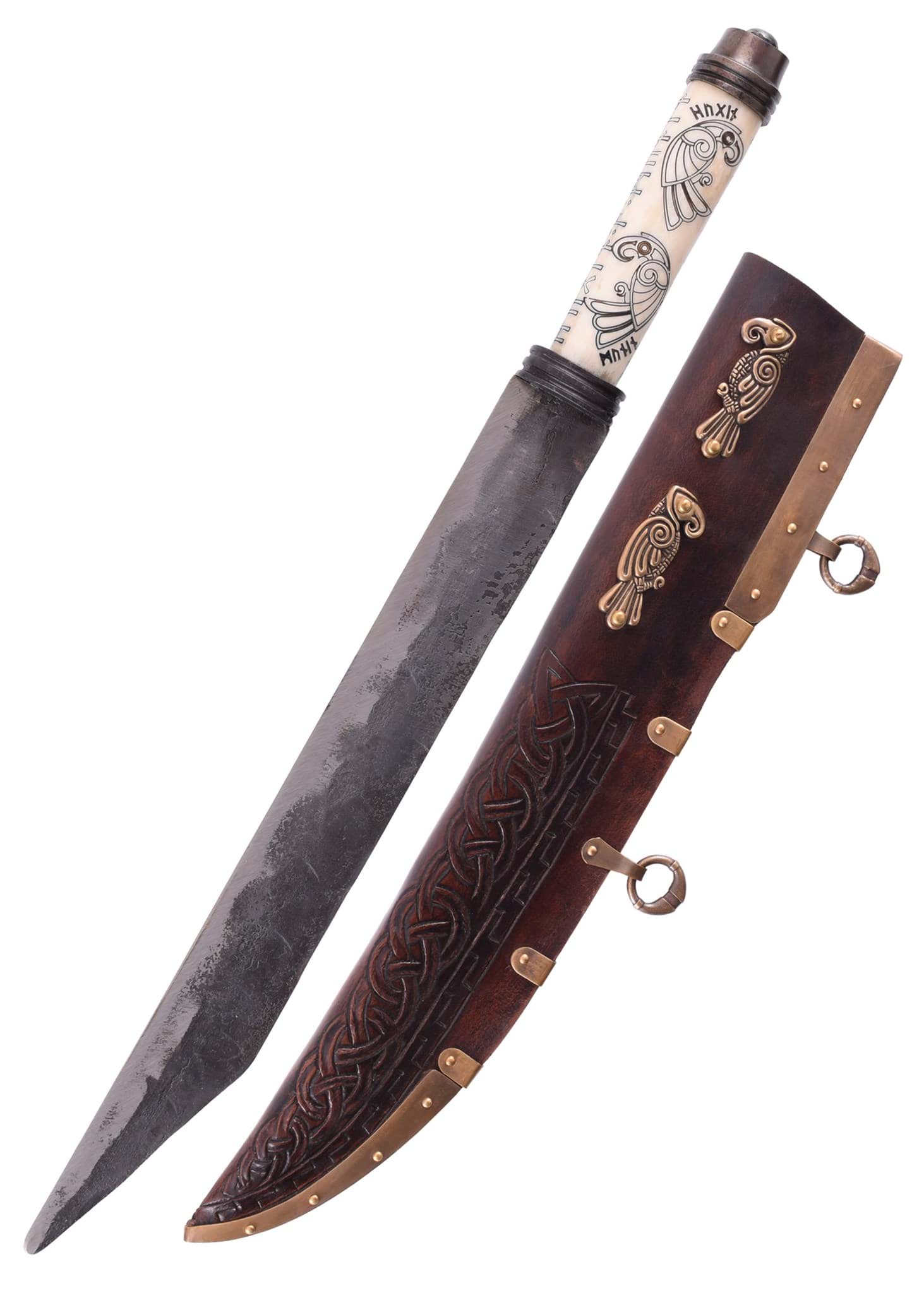 Image de Battle Merchant - Sax long de Viking avec manche en os Hugin et Munin