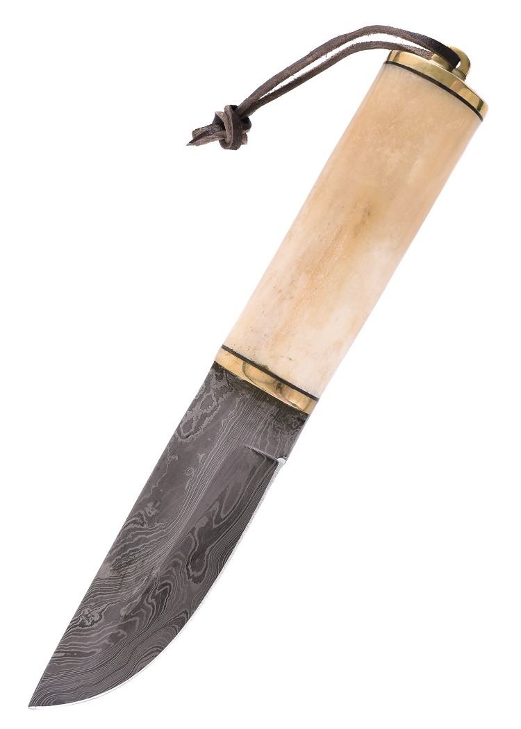 Image de Battle Merchant - Couteau damas viking manche en os et laiton