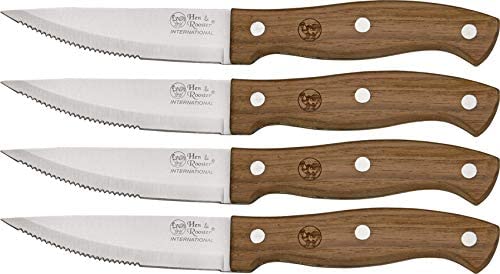 Picture of Hen & Rooster - Jumbo Steak Knife Set 4-Piece Wood