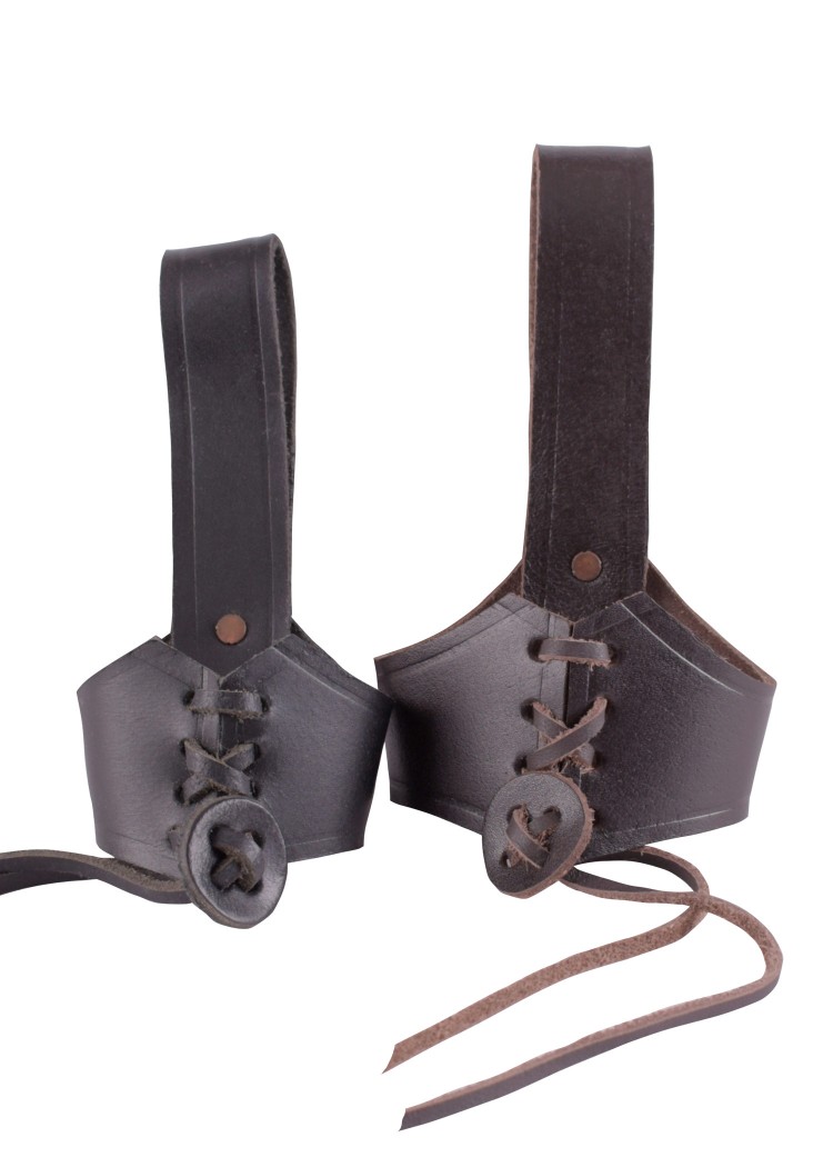 Image de Battle Merchant - Porte-ceinture en cuir pour cornes à boire jusqu'à 300 ml Marron