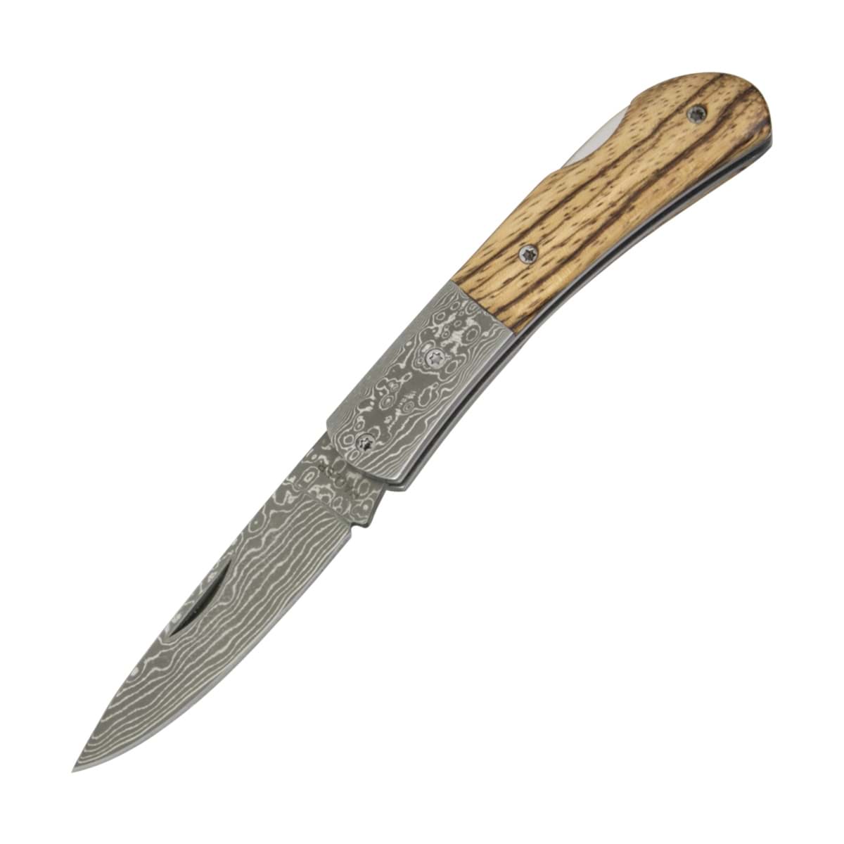 Immagine di Haller - Coltello a tasca in acciaio damasco con manico in legno di zebrano
