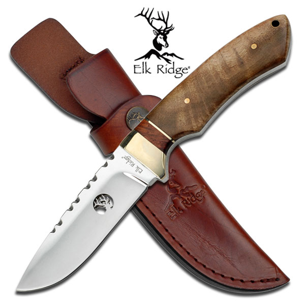 Image de Elk Ridge - Couteau de chasse 304WD avec manche en bois de racine