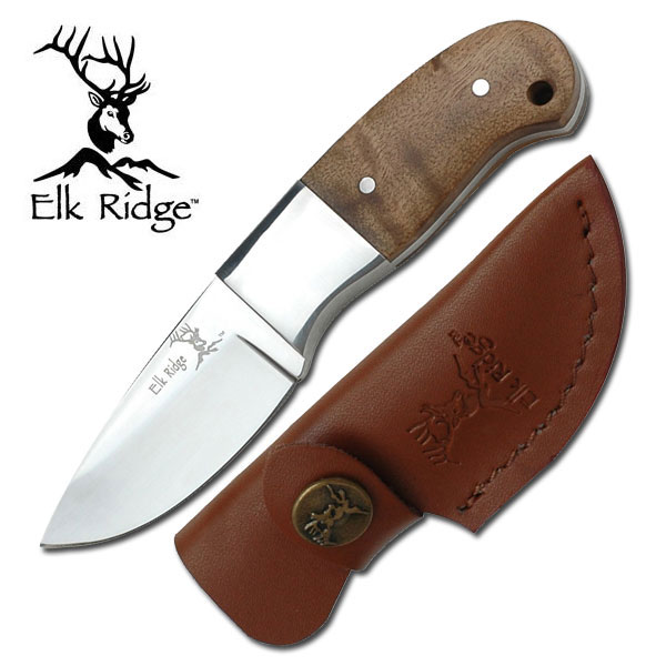 Image de Elk Ridge - Mini couteau de chasse avec manche en racine de bois