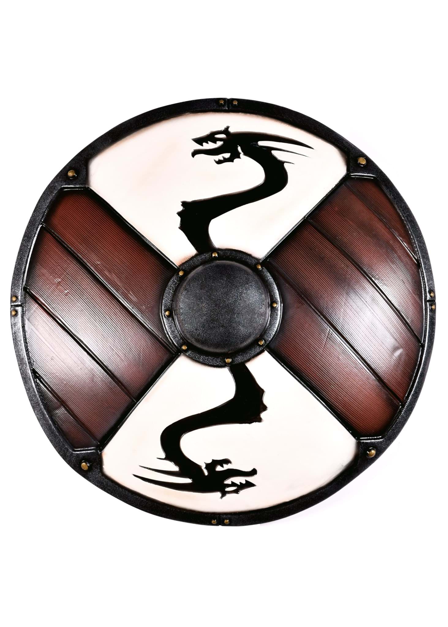 Image de Armurerie Épique - Bouclier Viking LARP avec motif de dragon Blanc