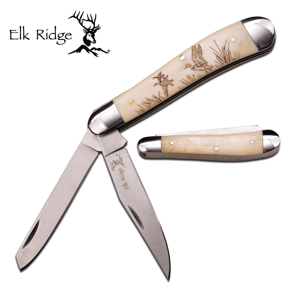 Image de Elk Ridge - Couteau de poche 220DK avec manche en os