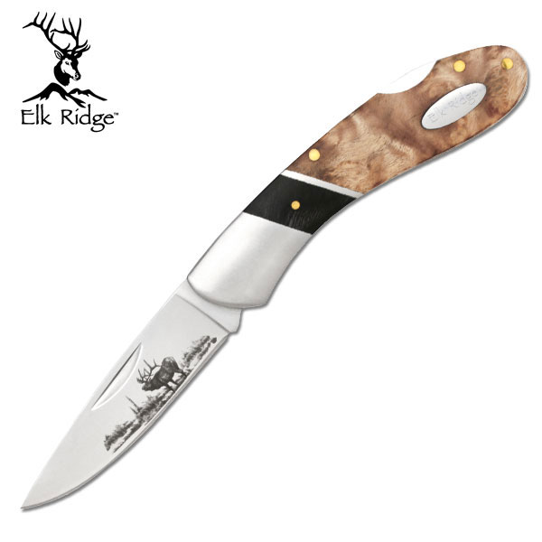 Image de Elk Ridge - Couteau de poche avec gravure d'élan