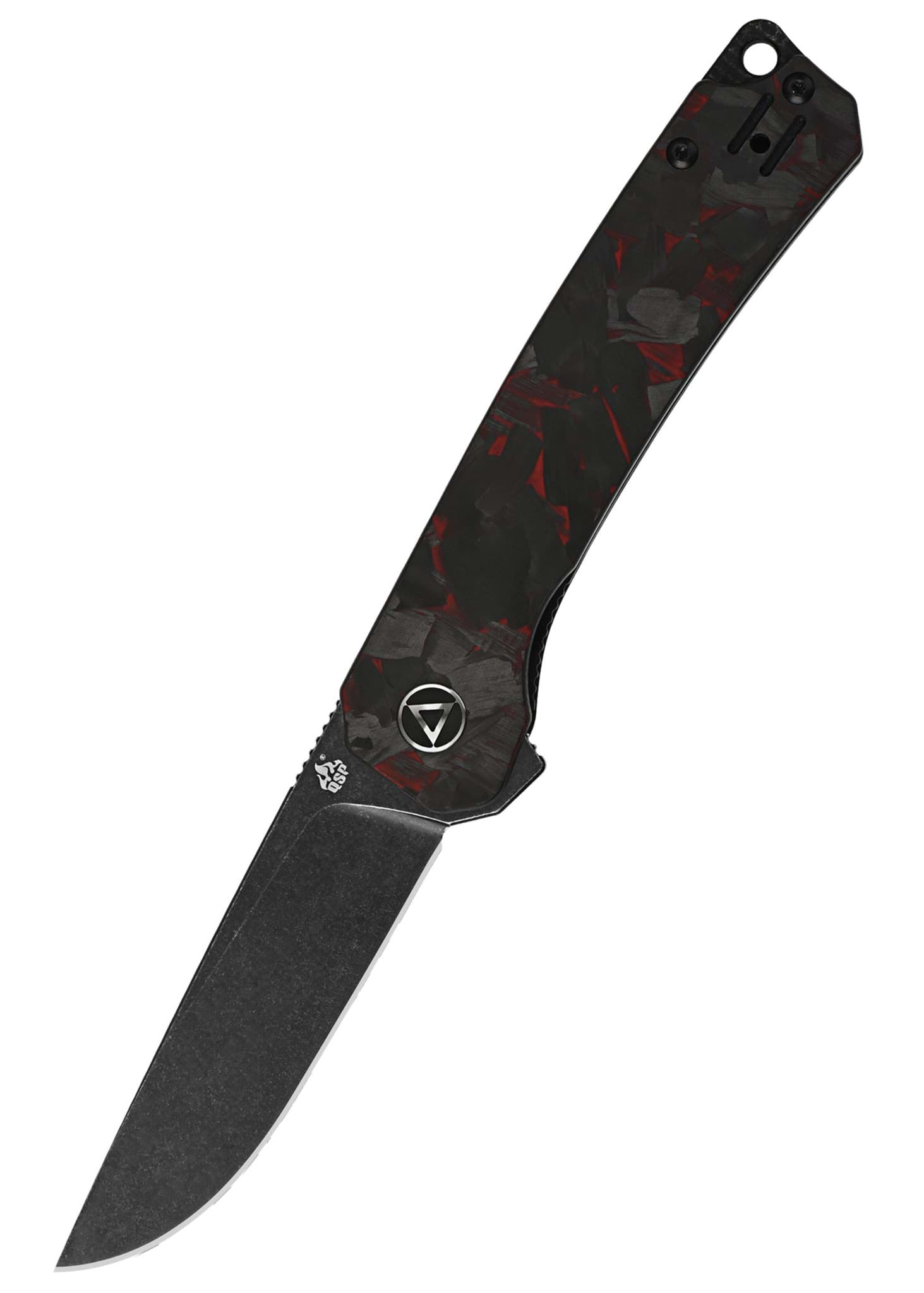 Picture of QSP Knives - Osprey 14C28N Black-SW Shredded CF Overlay G10 Red