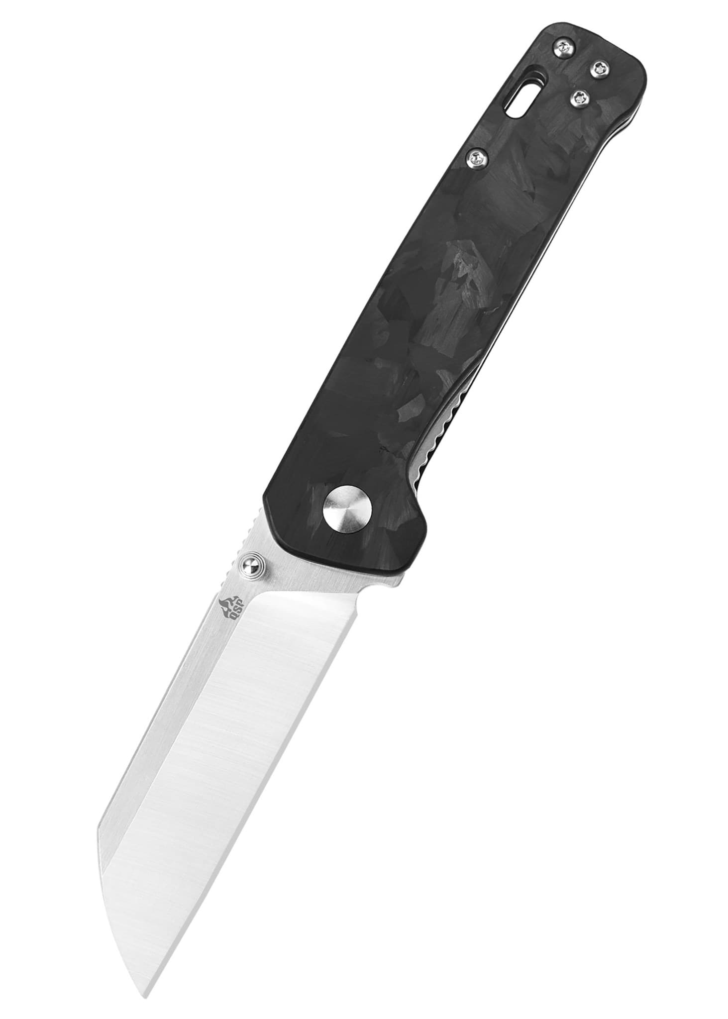 Image de QSP Knives - Penguin D2 Satin G10 avec incrustation en carbone