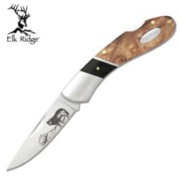 Bild von Elk Ridge - Taschenmesser mit Wolf-Gravur