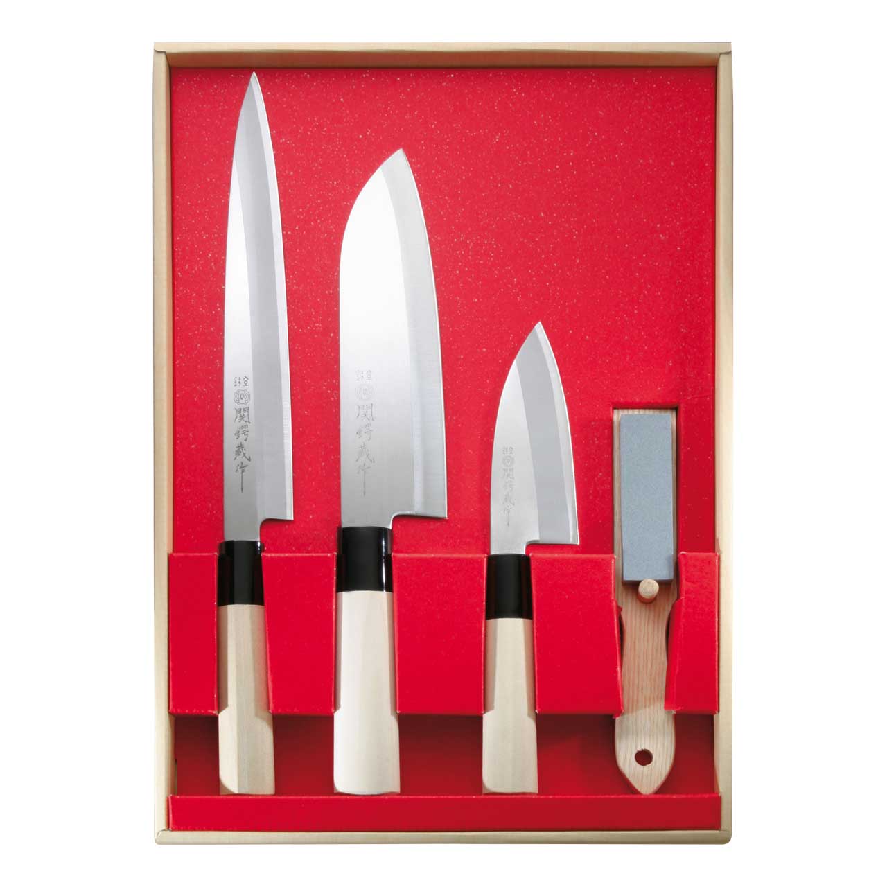 Image de Herbertz - Set de couteaux de cuisine 4 pièces avec pierre à aiguiser