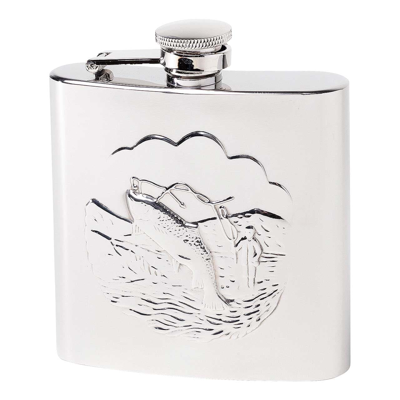 Image de Herbertz - Flasque de poche en acier inoxydable motif pêcheur 177 ml