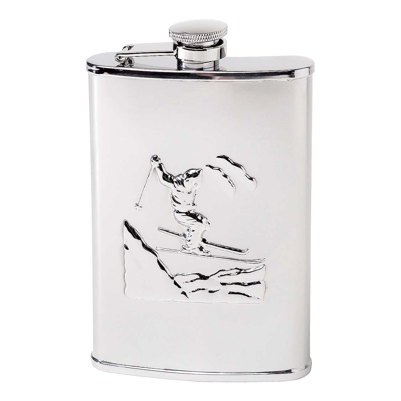 Image de Herbertz - Flasque de poche en acier inoxydable motif ski 237 ml