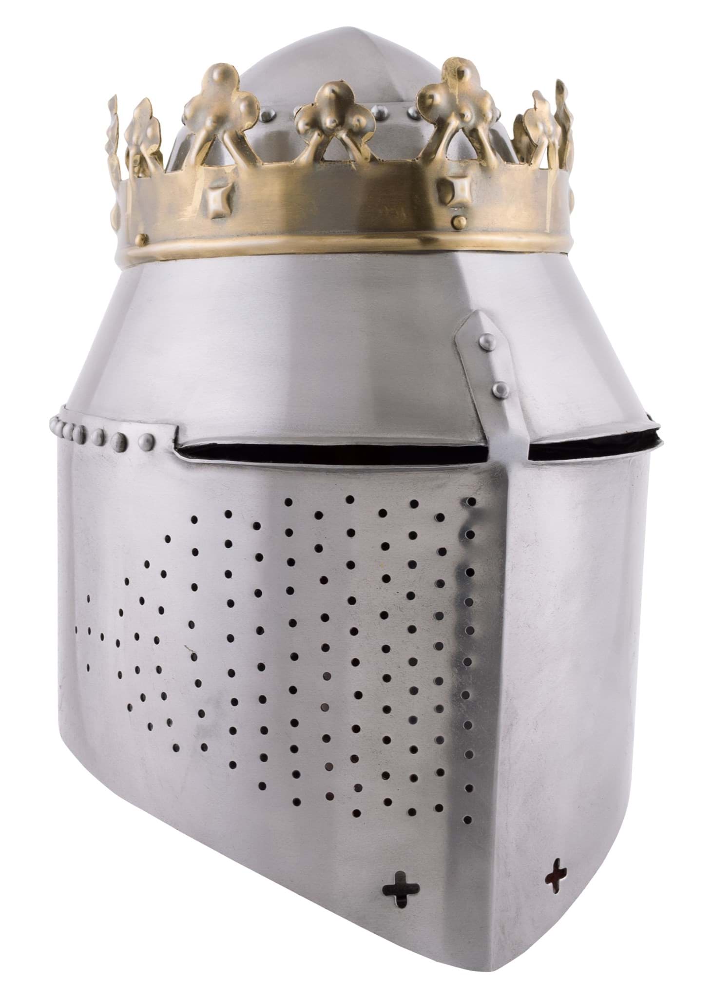 Immagine di Battle Merchant - Grande elmo reale con corona in acciaio 0 mm