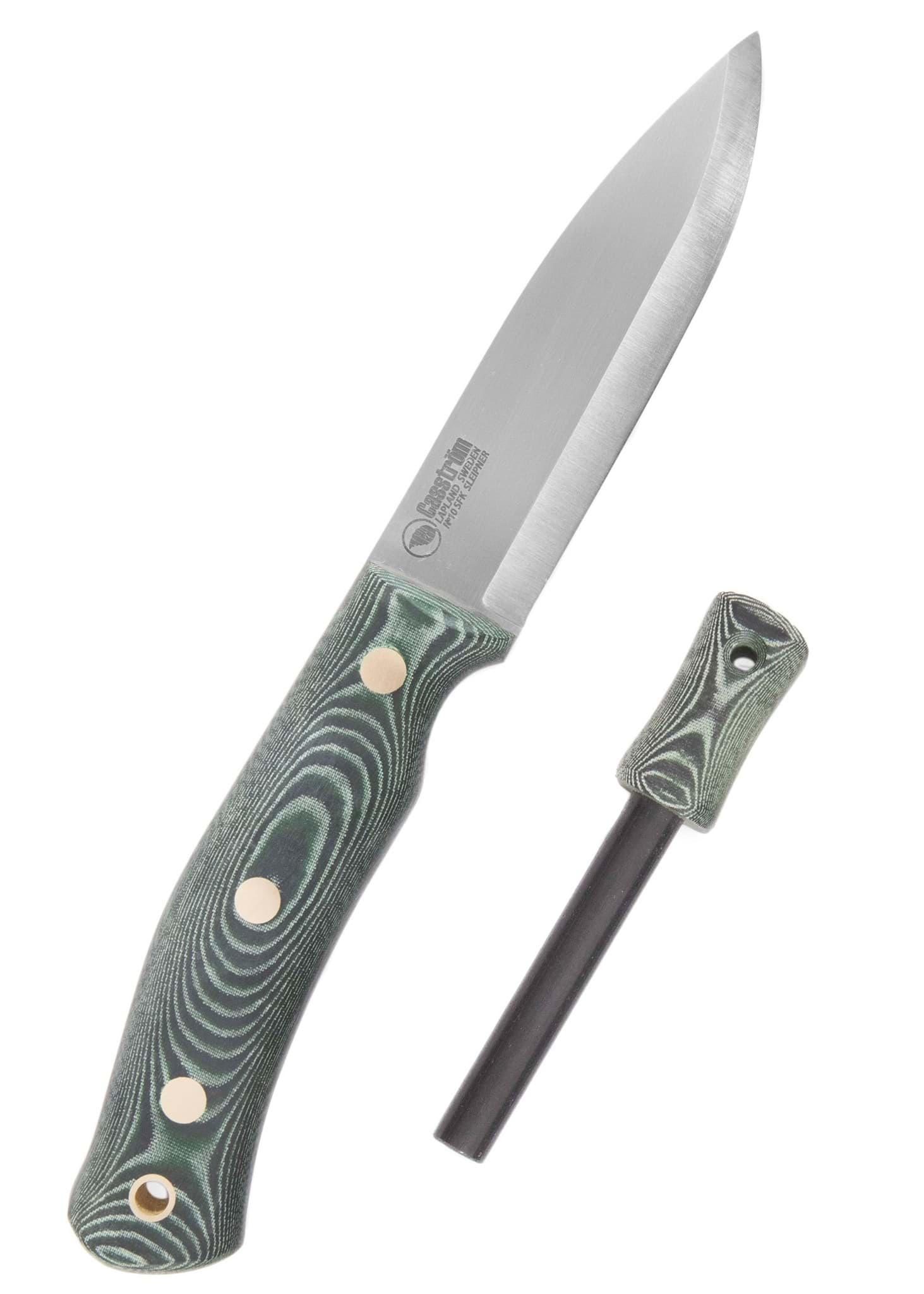 Immagine di Casström - Coltello Forestale Svedese No 10 in micarta verde + acciarino