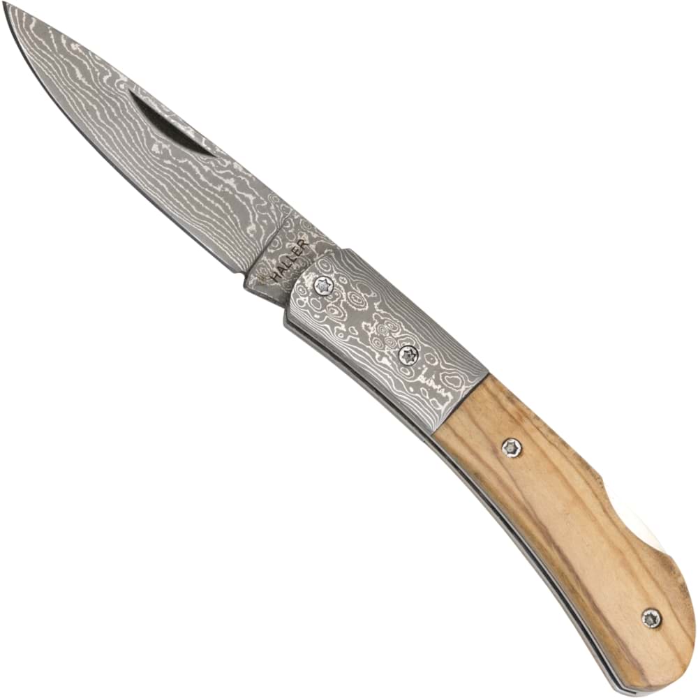 Picture of Haller - Damascus Pocket Knife Olive Wood 42988