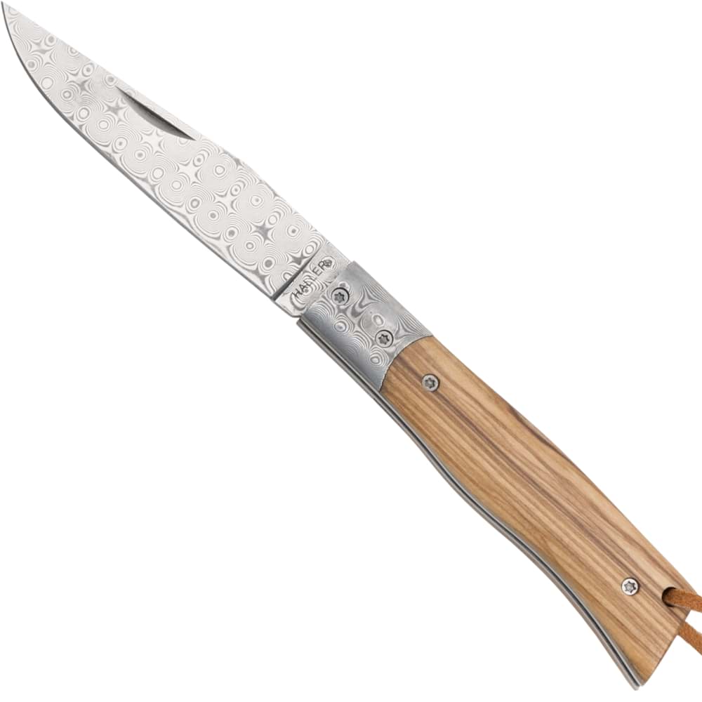 Image de Haller - Couteau de poche en damas avec manche en bois d'olivier 43351