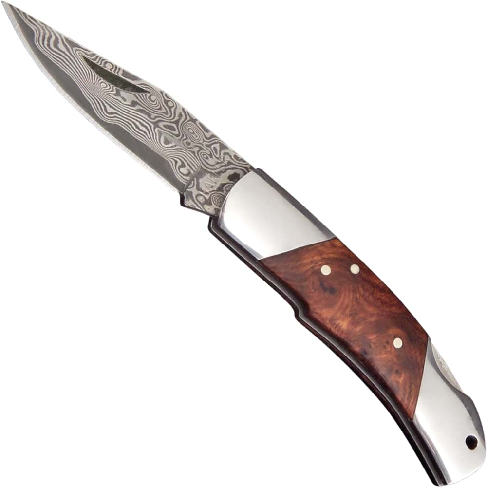 Picture of Haller - Damascus Pocket Knife Red Burl 80623