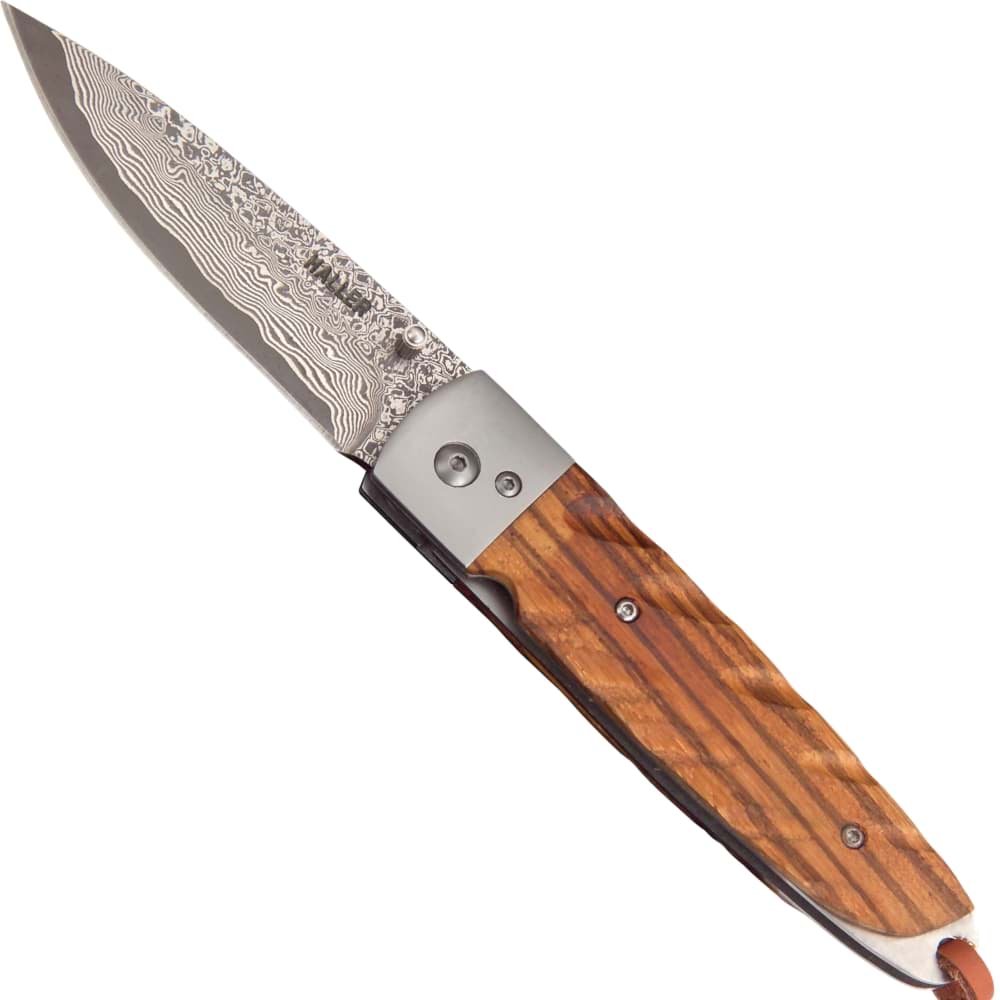 Image de Haller - Couteau de poche en damas avec manche en bois de zèbre 83103