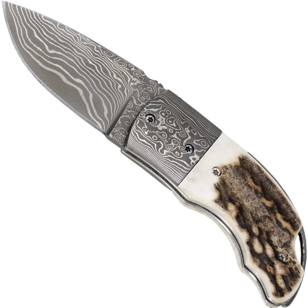 Picture of Haller - Damascus Pocket Knife Deer Horn 83110