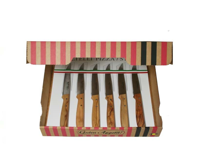 Picture of Klötzli - 6-Piece Pizza and Steak Knife Set Olive Wood