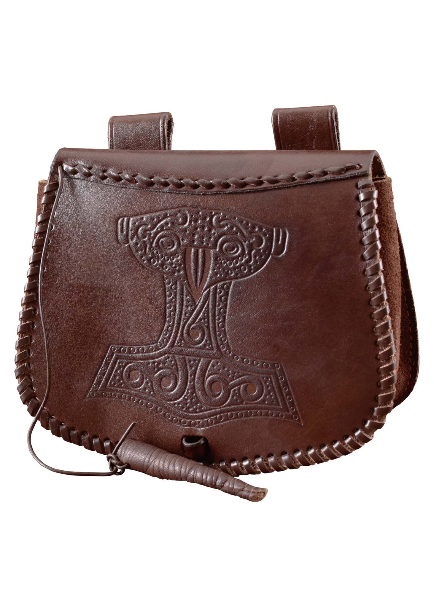 Picture of Battle Merchant - Leather Belt Bag with Thor's Hammer Embossing Brown