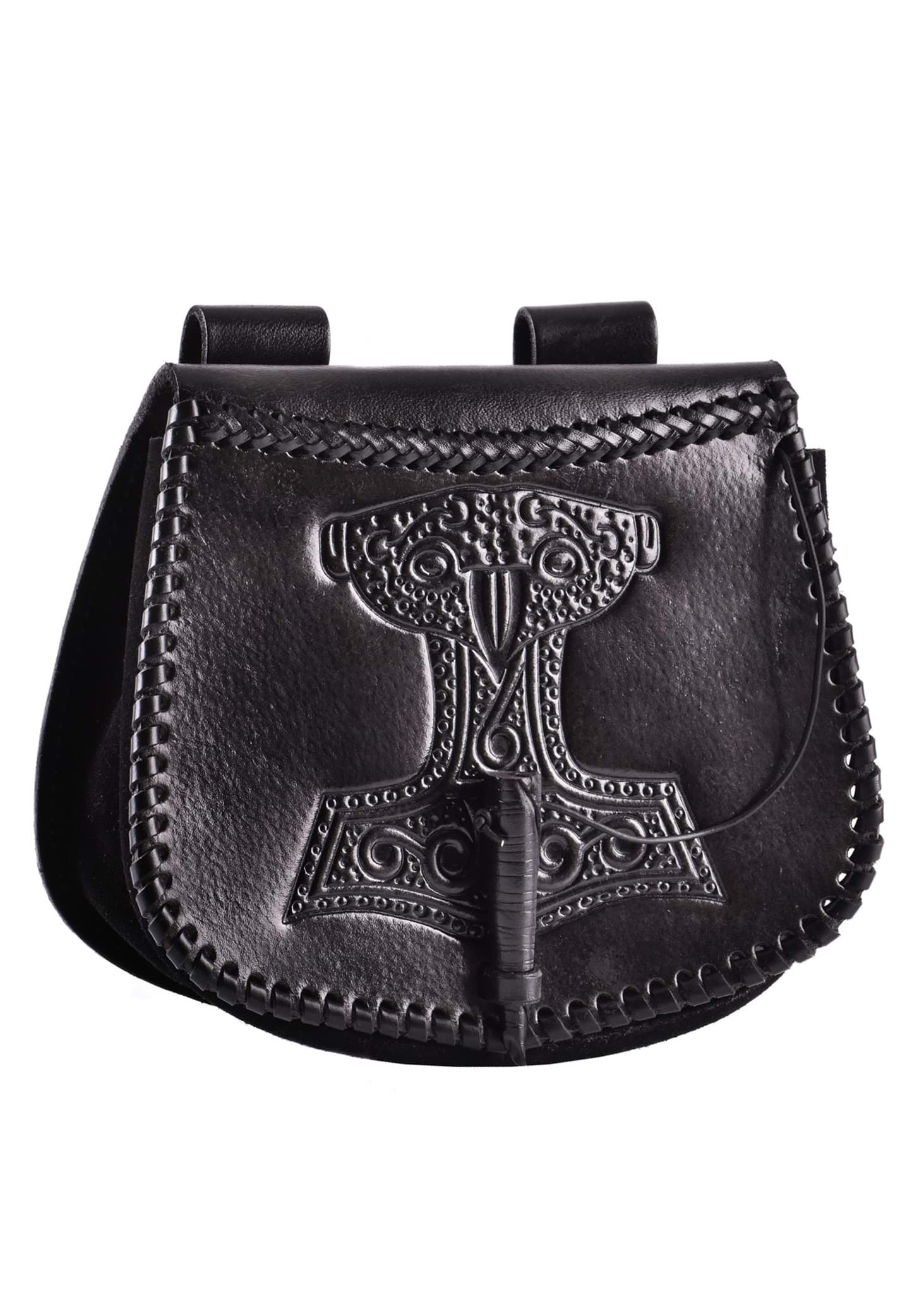 Picture of Battle Merchant - Leather Belt Bag with Thor's Hammer Embossing Black