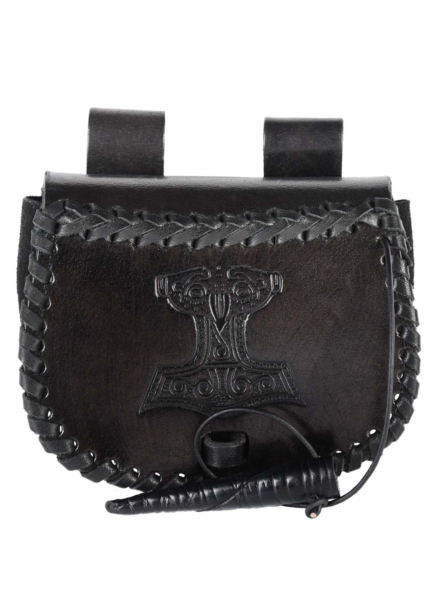 Picture of Battle Merchant - Small Belt Bag with Thor's Hammer Embossing Black