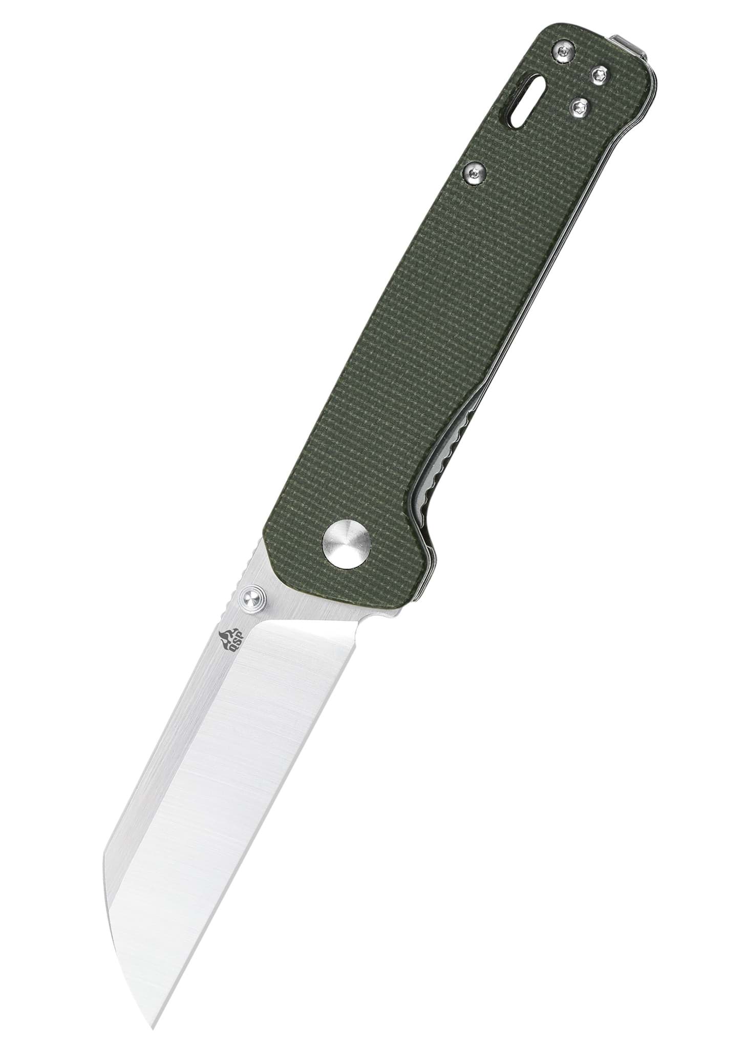 Image de QSP Knives - Penguin D2 Satin avec manche en Micarta vert