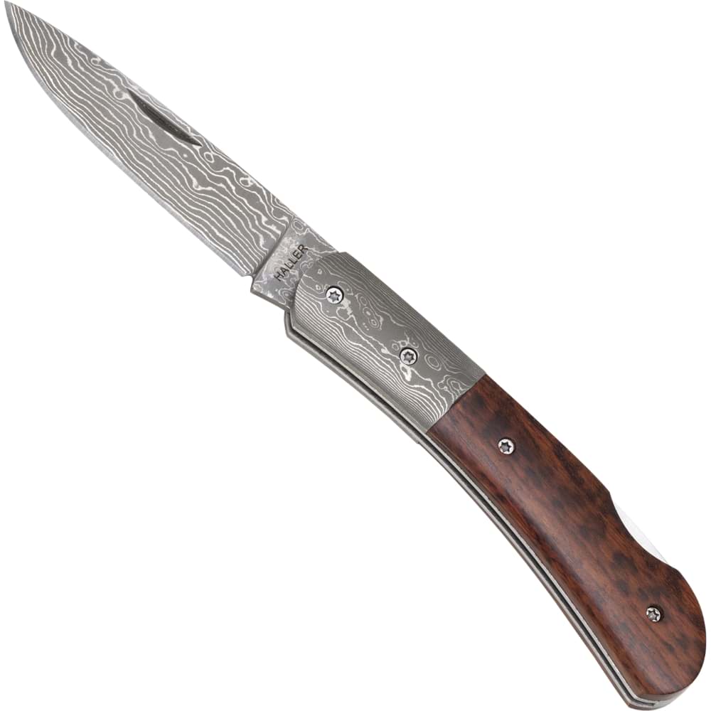 Image de Haller - Couteau de poche en damas avec manche en bois de serpent 42985