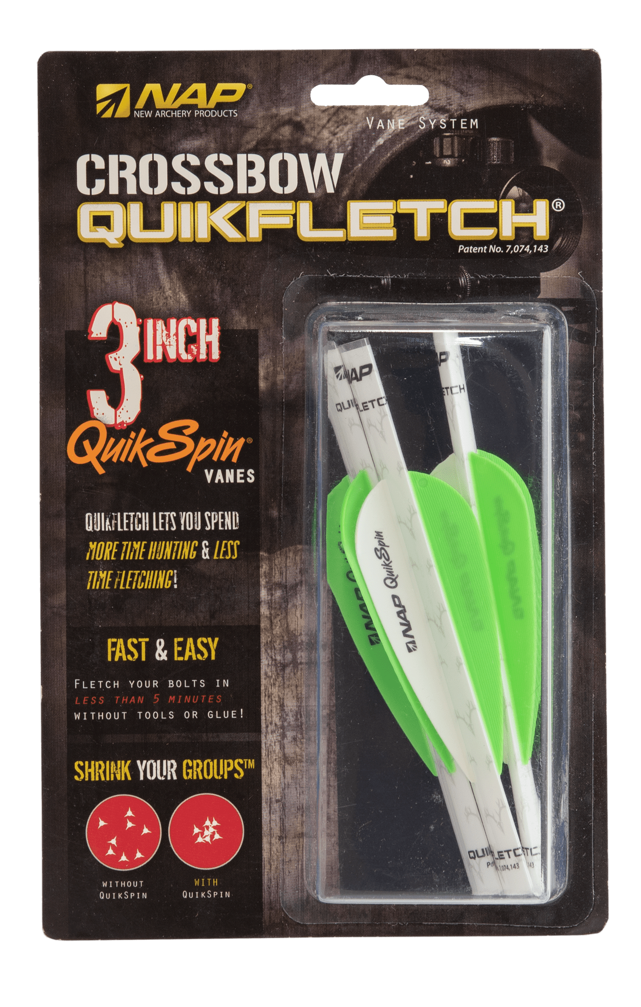 Picture of NAP - Quickfletch Quickspin 3" White-Green-Green 3er-Pack