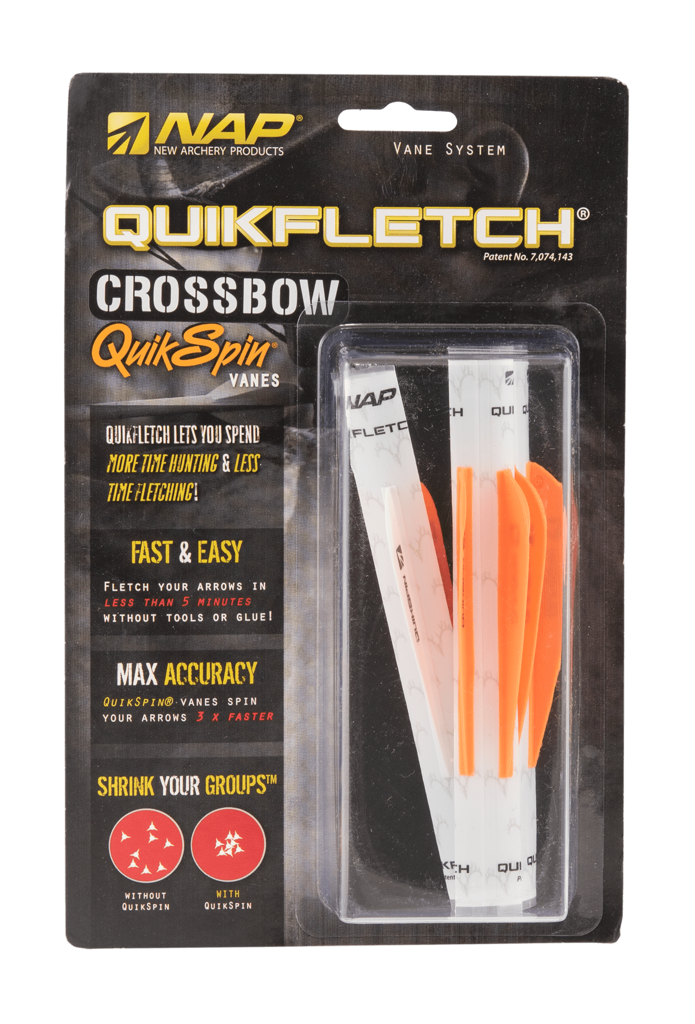 Immagine di NAP - Quickfletch Quickspin 2.0" Bianco-Arancione-Arancione 6er-Pack