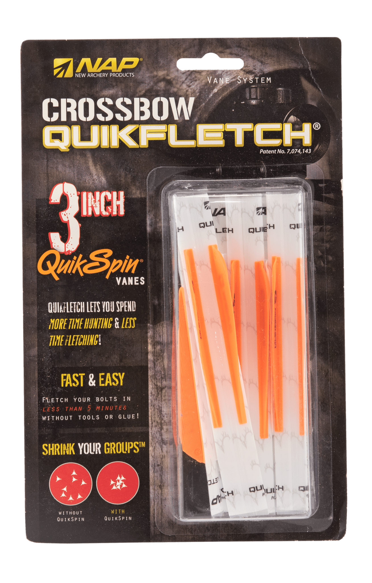 Picture of NAP - Quickfletch Quickspin 3" White-Orange-Orange 6er-Pack