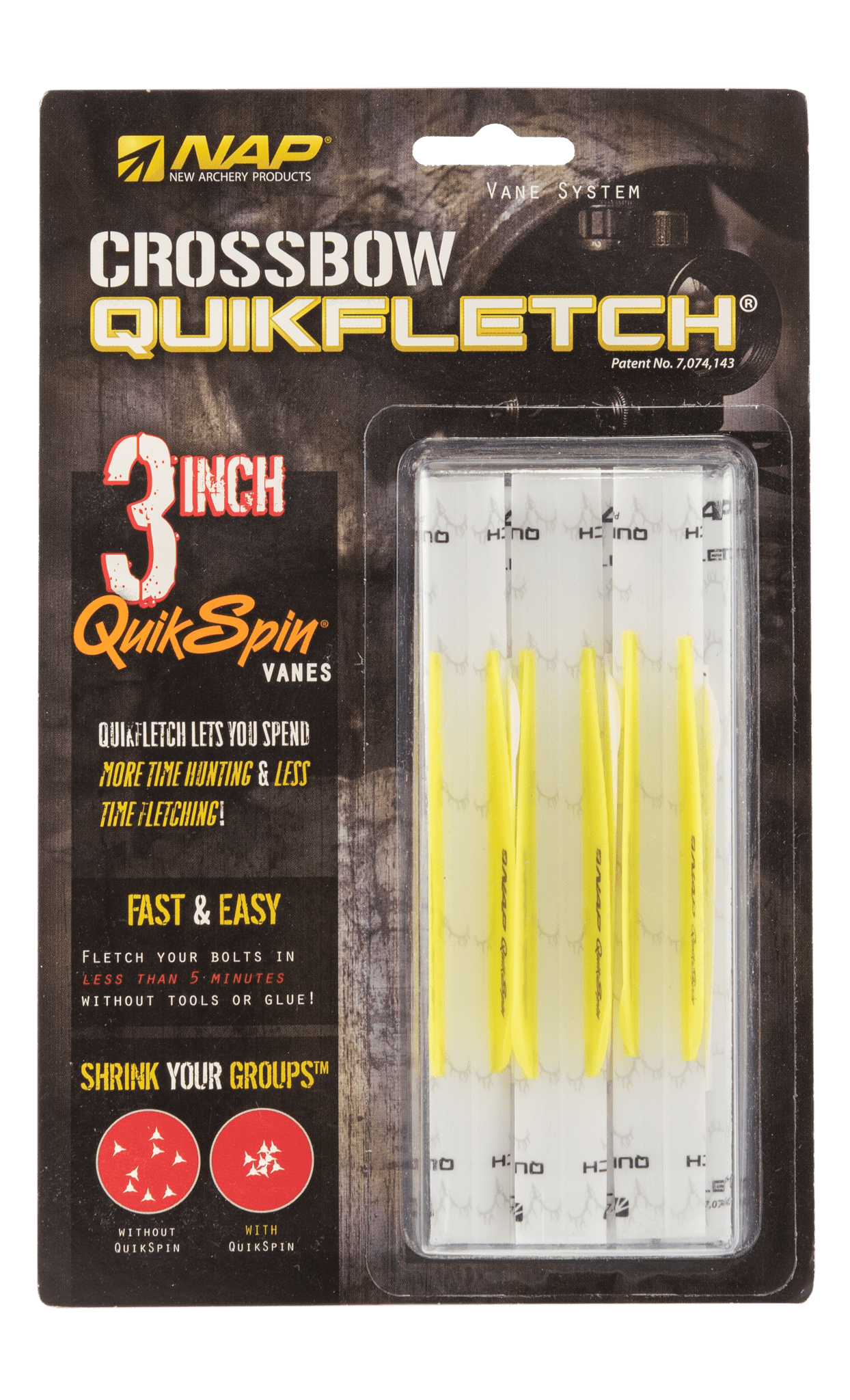 Immagine di NAP - Quickfletch Quickspin 0" Bianco-Giallo-Giallo 1-Pack