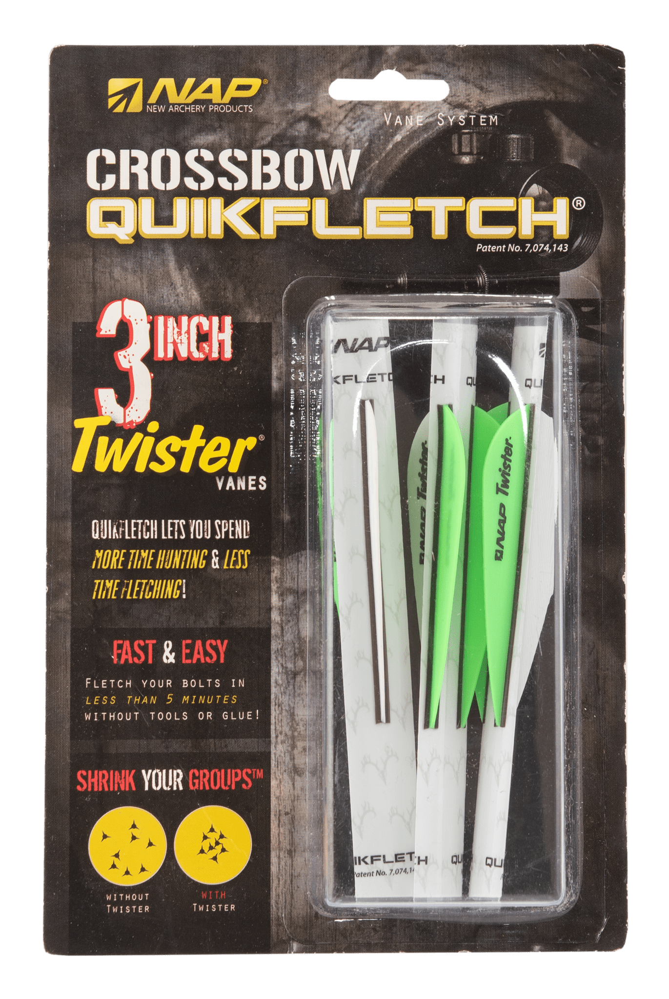Picture of NAP - Quickfletch Twister 3" White-Green-Green 3er-Pack