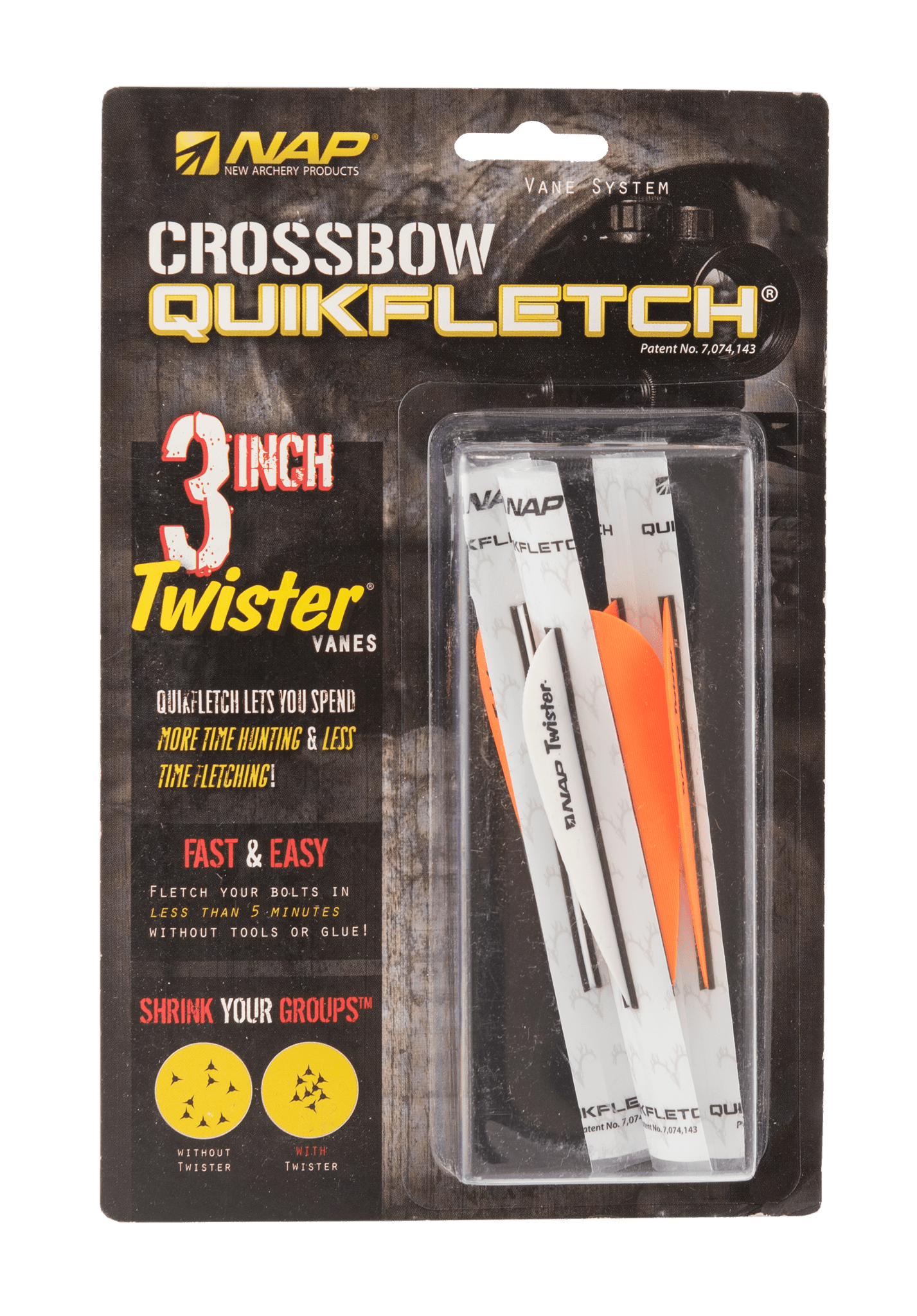 Picture of NAP - Quickfletch Twister 3" White-Orange-Orange 3er-Pack