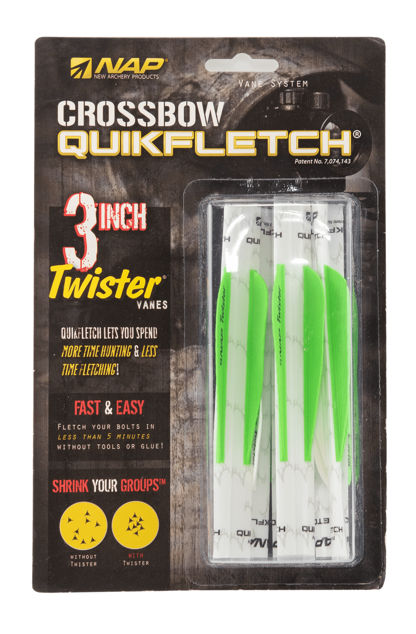 Picture of NAP - Quickfletch Crossbow Twister 3" White-Green-Green 6er-Pack