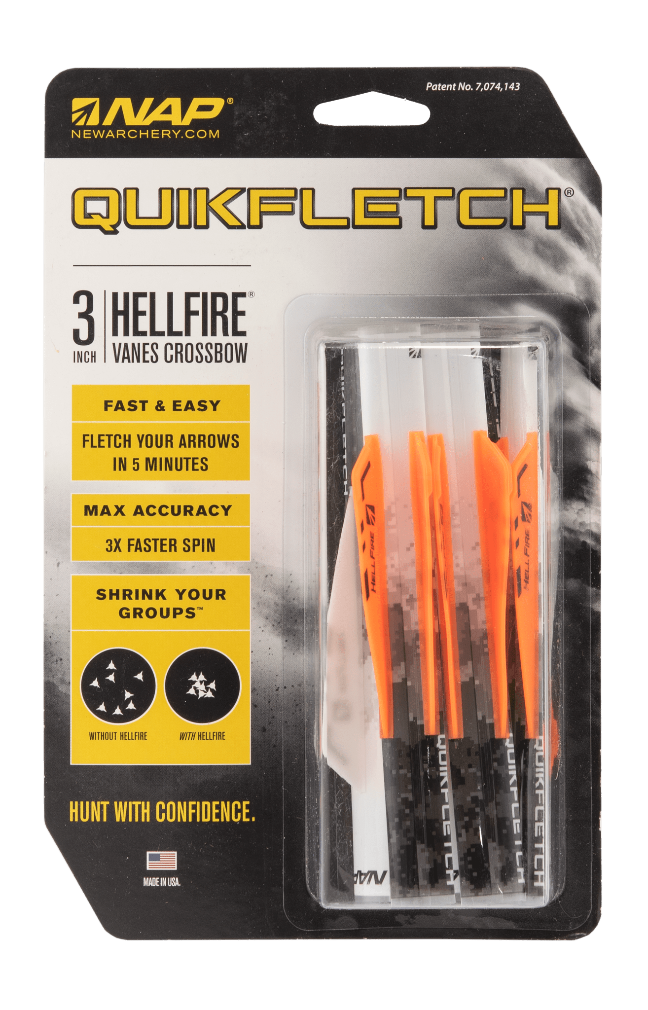 Picture of NAP - X-Bow Quickfletch Hellfire 3" White-Orange-Orange 6er-Pack