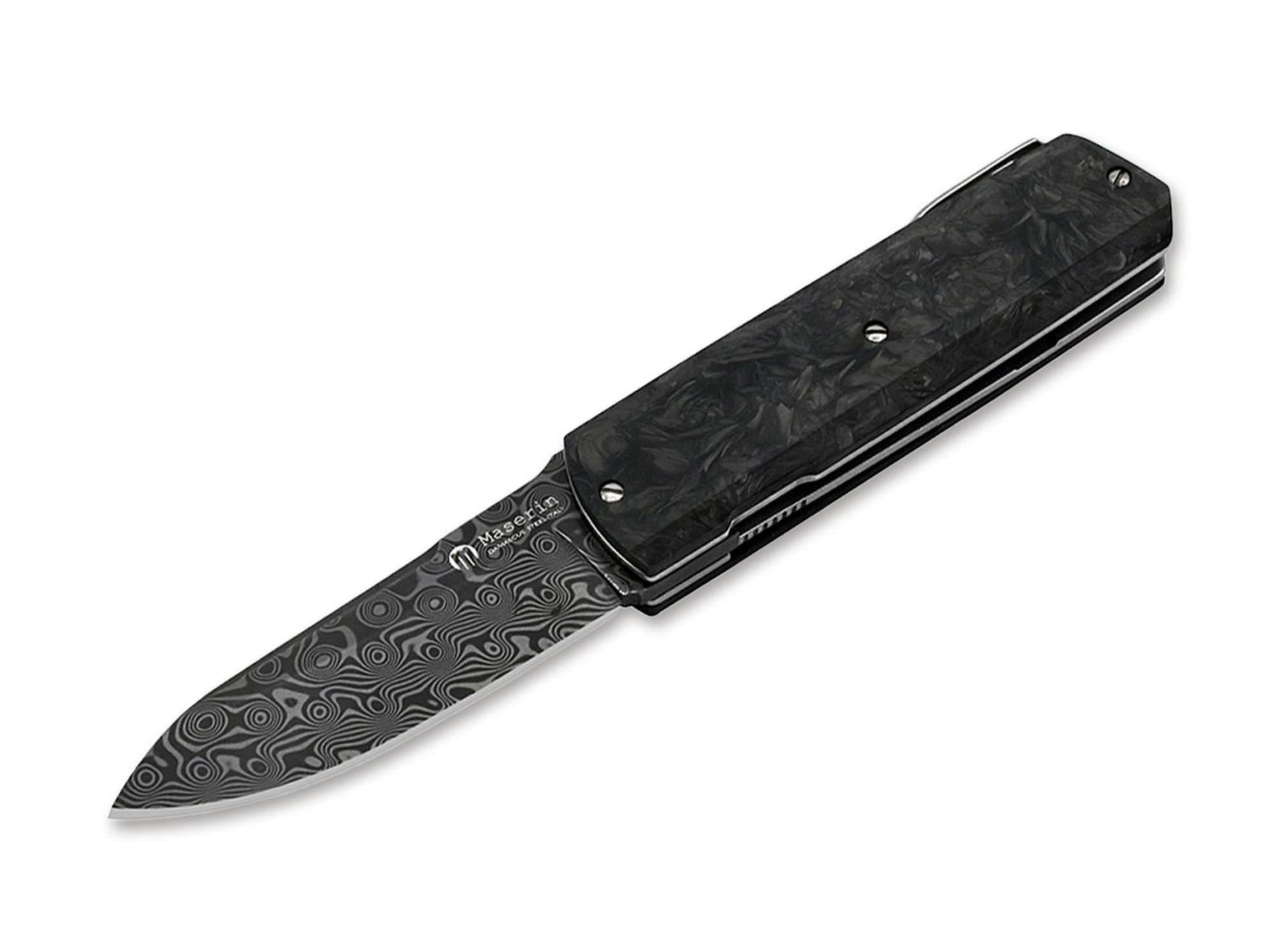 Bild von Maserin - Silver Sport Knife Damascus CF Black