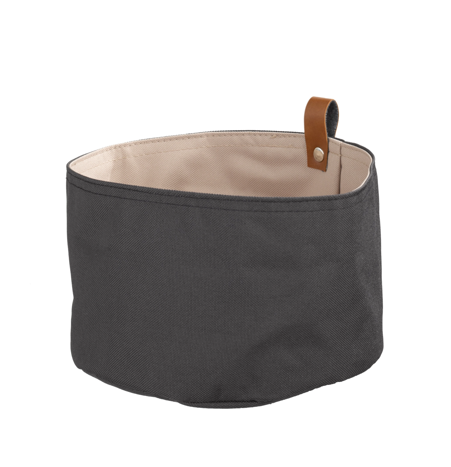 Bild von APS - Brottasche D 20 cm H 13.5 cm beige/dunkelgrau