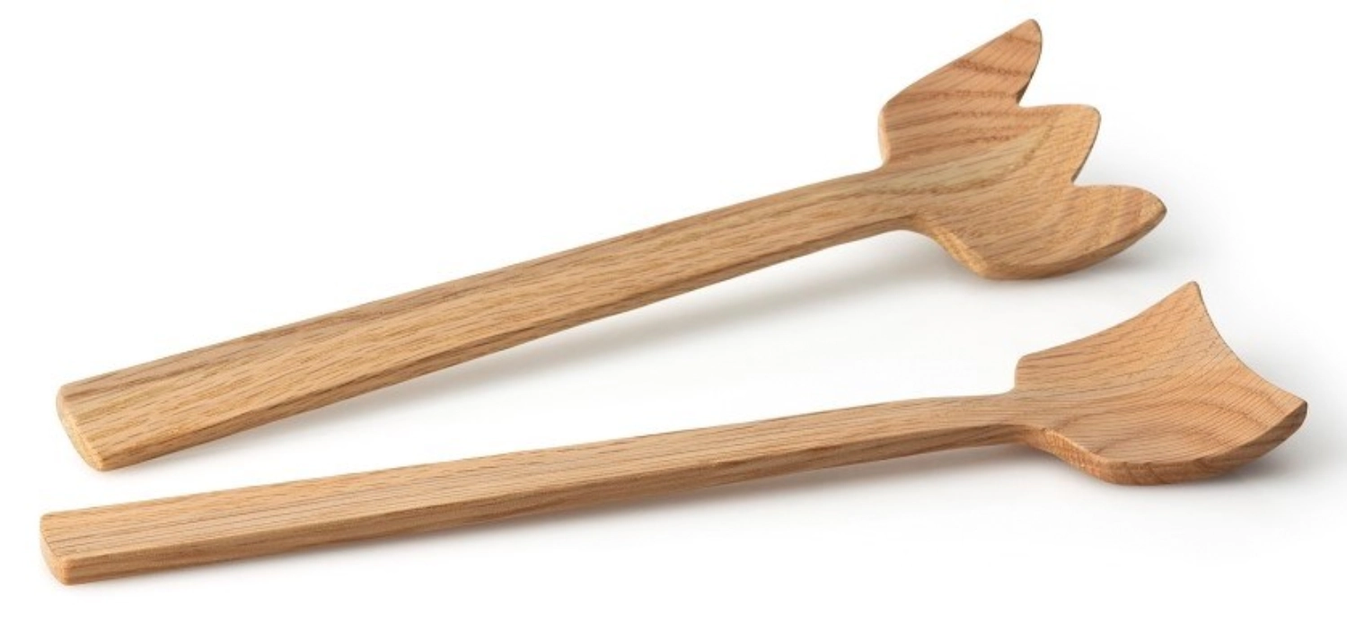 Image de Continenta - Couverts à salade en chêne Tulip 30.5 cm