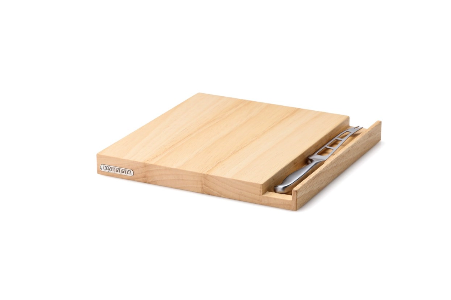 Image de Continenta - Planche à fromage en bois d'hévéa avec couteau huilé 25 x 25 x 2.5 cm