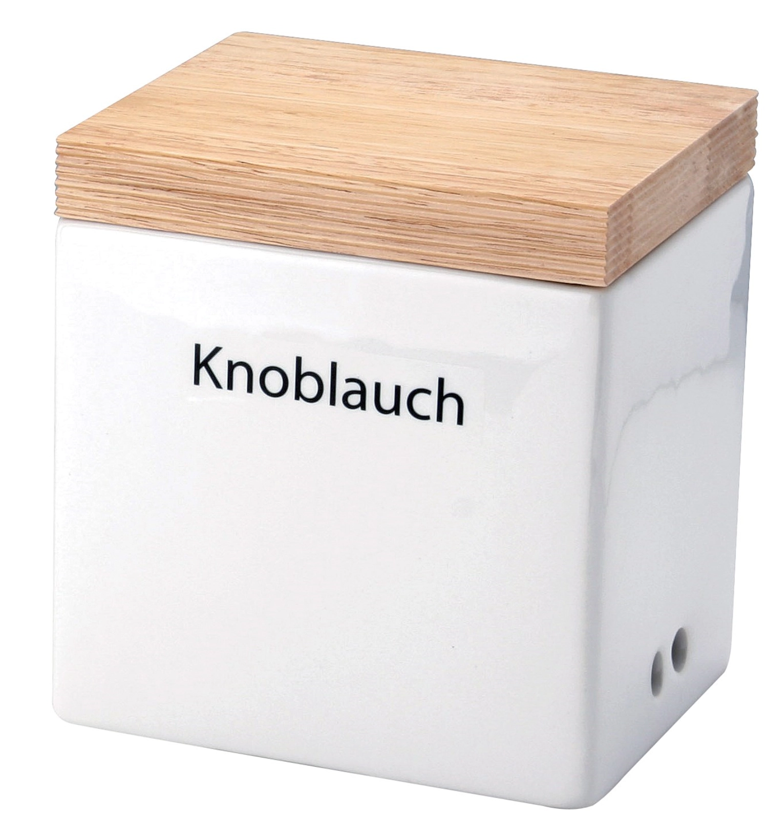 Image de Continenta - Boîte de rangement en céramique avec couvercle en bois 14 x 12 x 15.5 cm