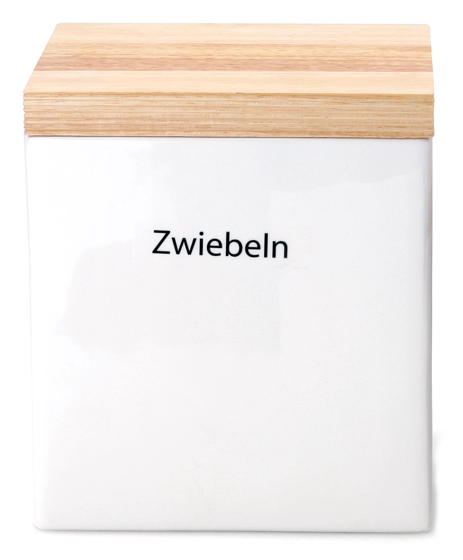 Image de Continenta - Boîte de rangement en céramique avec couvercle en bois 18 x 15.5 x 20.5 cm