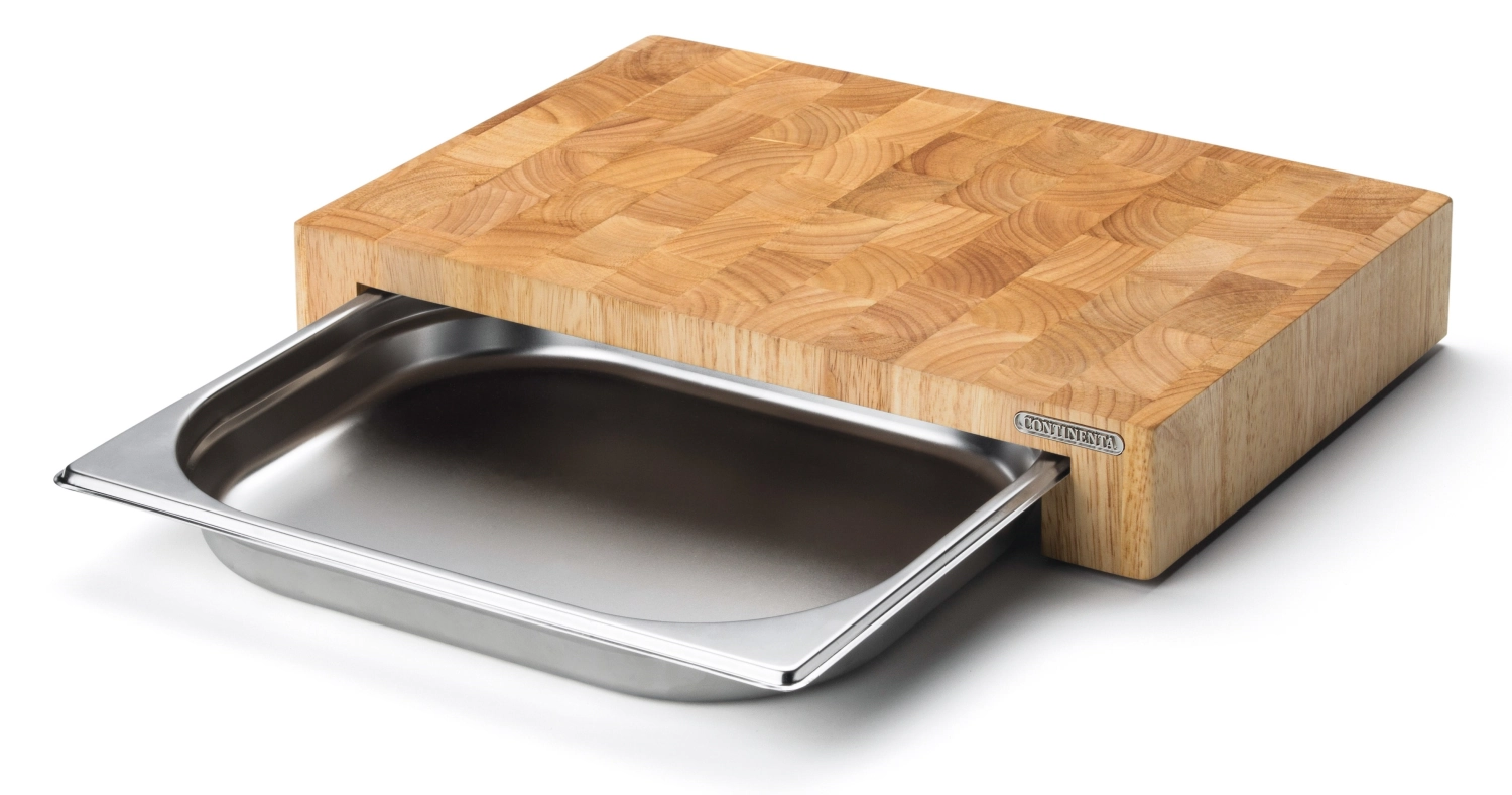 Picture of Continenta - End Grain Cutting Board with Stainless Steel Drawer 39 x 27 x 6 cm