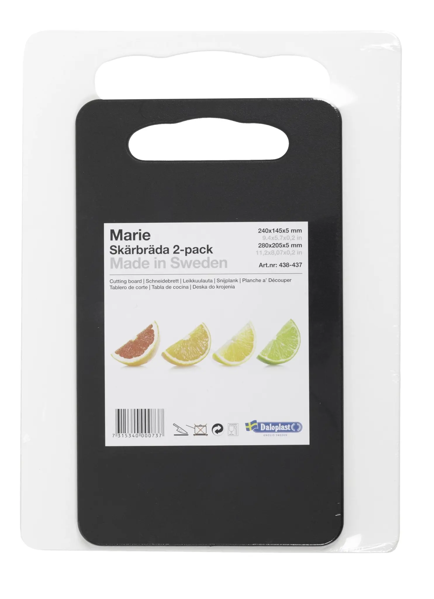 Picture of DaloLindén - Cutting Board Set 2-piece 24 x 14.5 x 0.5 black and .28 x 20.5 x 0.5 cm white