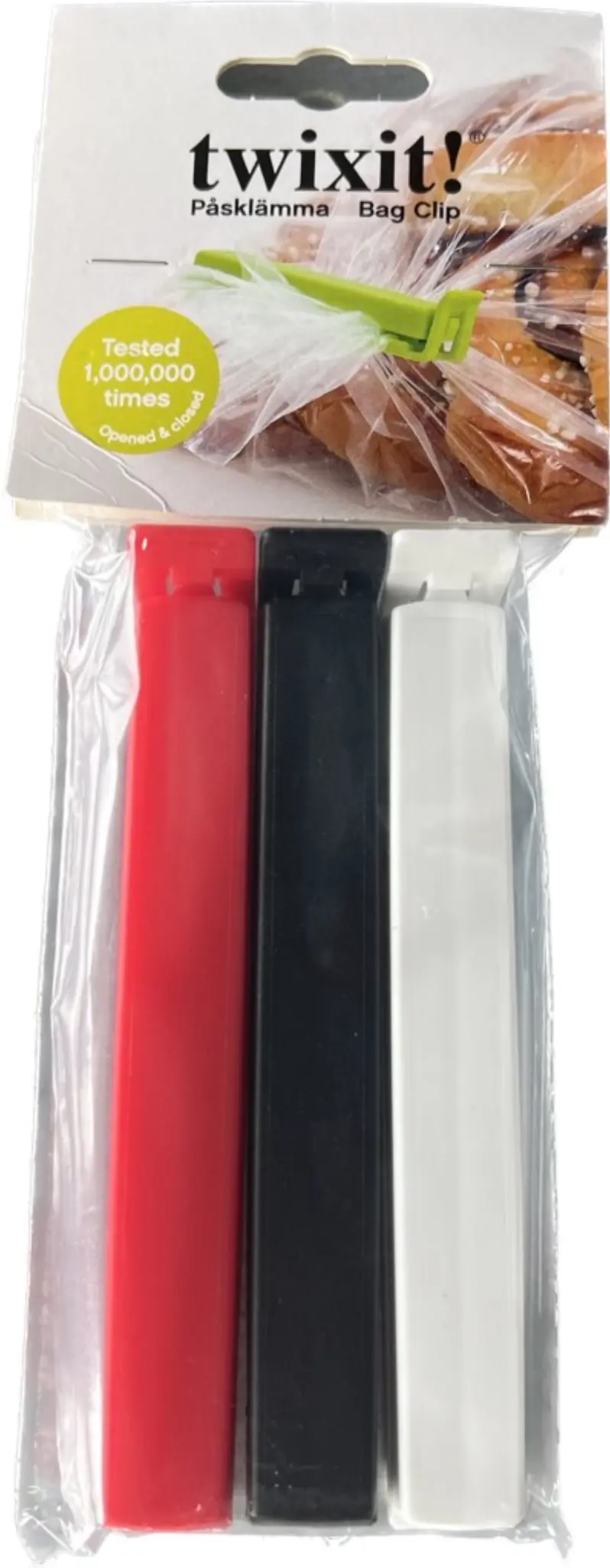 Picture of DaloLindén - Twixit Bag Clip 1xred 1xblack 1xwhite 14 cm
