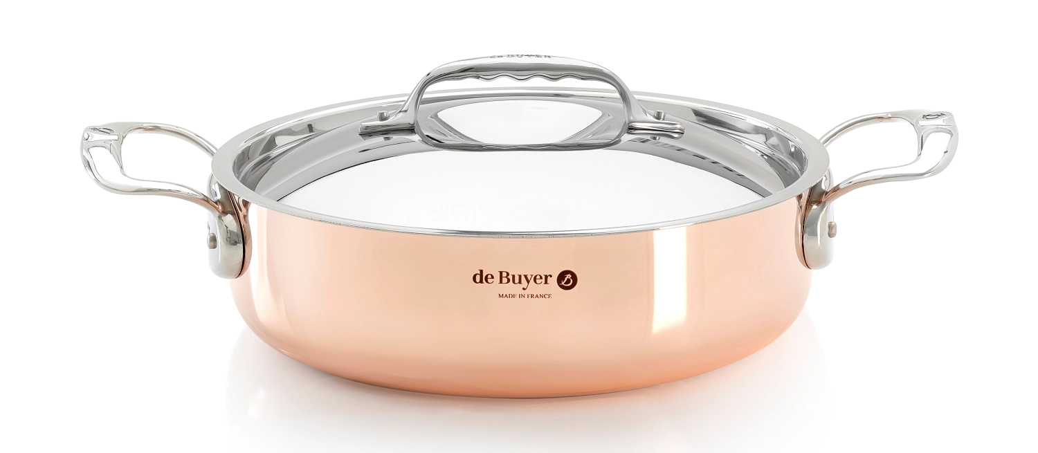 Image de de Buyer - Prima Matera Faitout Bas Cuivre Inox 28 cm avec Couvercle Induction