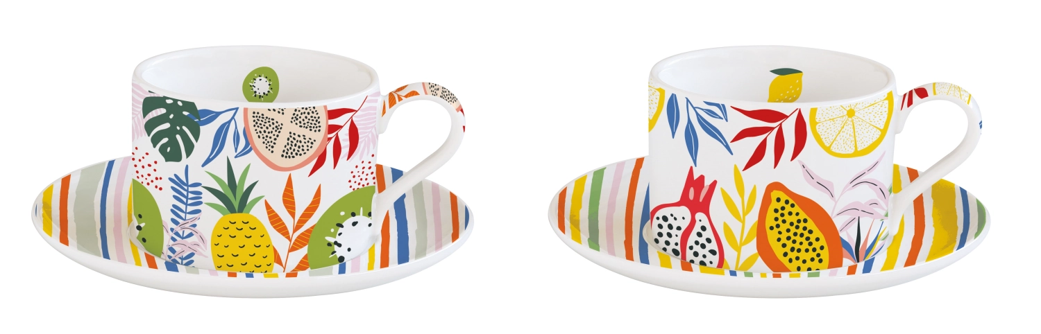 Bild von Easy Life - 2er Set Coffee Mania Kaffeetasse m. Untert. Tutti Frutti 24