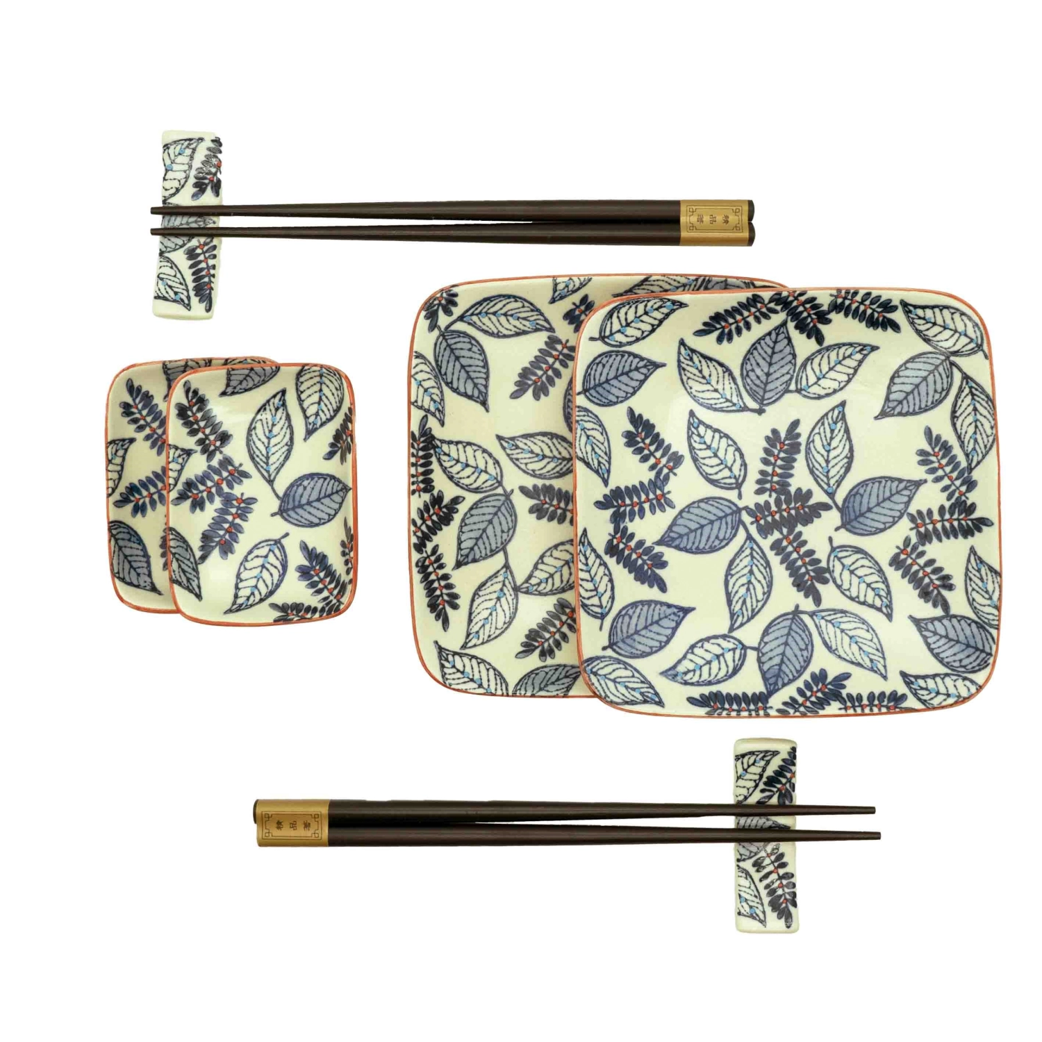 Bild von Easy Life - 2er Set Teller Schüsseln Stäbchen 13 x 13 cm 8 x 5.7 cm Blau